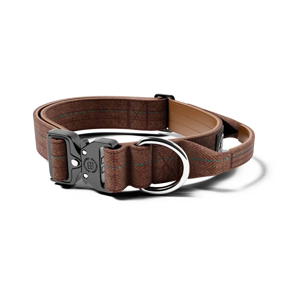 BullyBillows BullyBillows 4CM Combat Halsband with handle Tweed Collectie