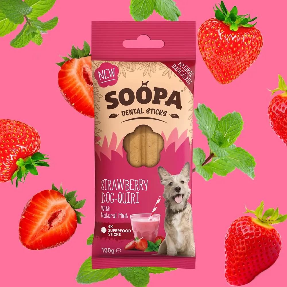 Soopa Soopa Dental Sticks - Strawberry Dog-Quiri Soopa Soopa Dental Sticks - Strawberry Dog-Quiri