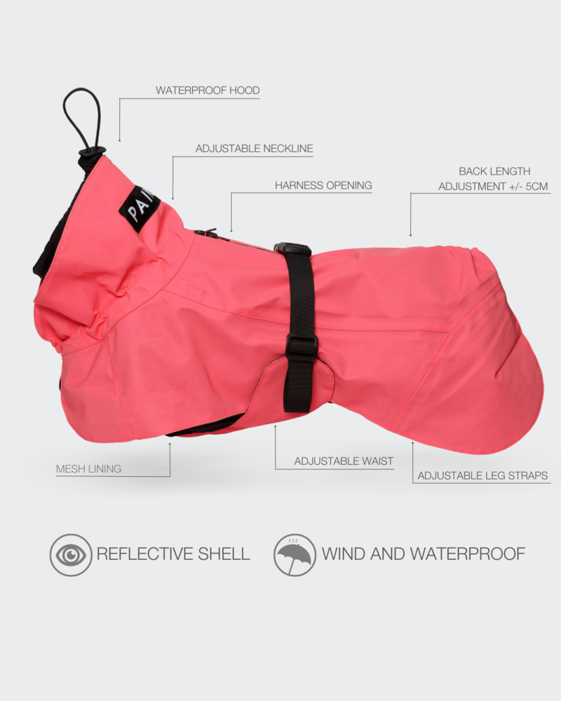 Paikka Paikka Visibility Raincoat Lite Hot Pink Hondenjas