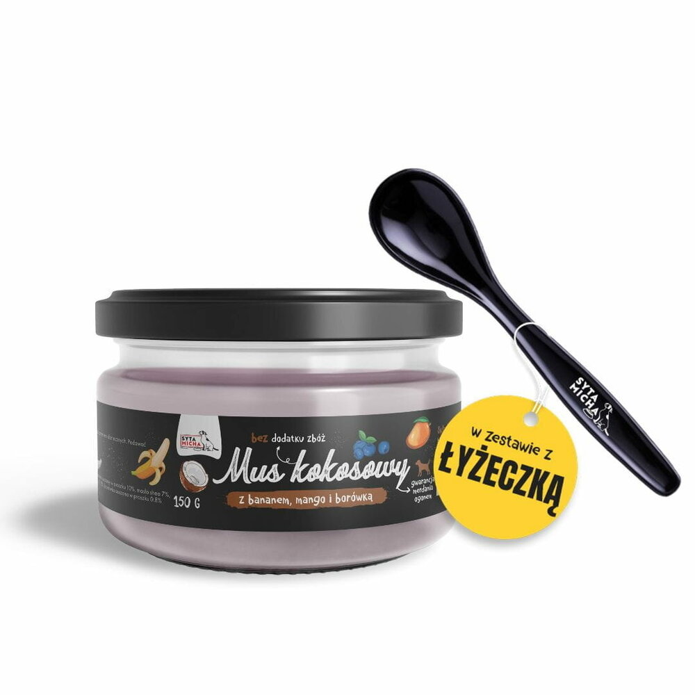 Syta Micha Syta Micha Kokosmousse voor honden met banaan, mango en bosbessen Syta Micha Syta Micha Kokosmousse voor honden met banaan, mango en bosbessen
