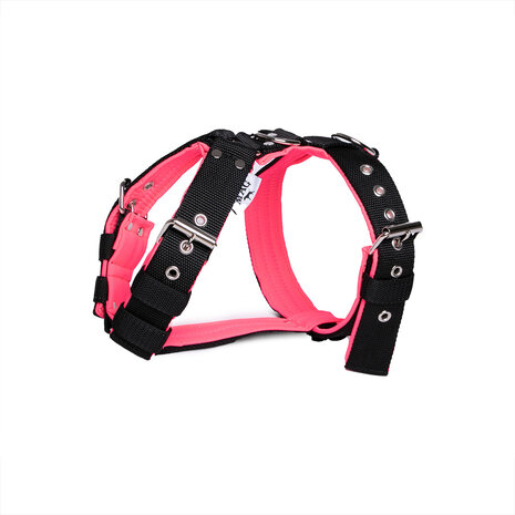 MAG MAG hondentuig met Softshell zwart/neon roze MAG MAG hondentuig met Softshell zwart/neon roze