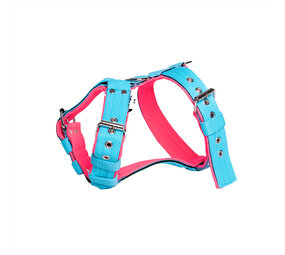 MAG MAG hondentuig met Softshell lichtblauw/neon roze MAG MAG hondentuig met Softshell lichtblauw/neon roze