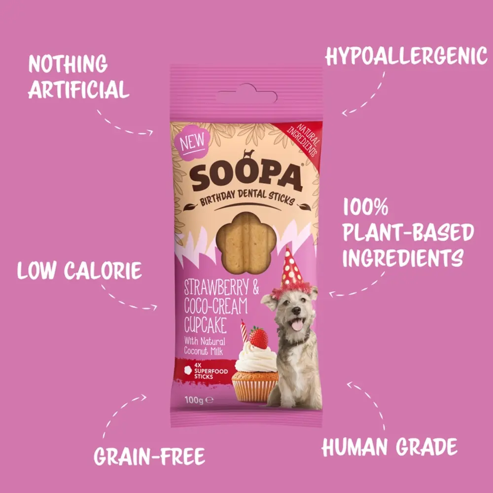 Soopa Soopa Dental Sticks - Strawberry & Coco-Cream Cupcake Soopa Soopa Dental Sticks - Strawberry & Coco-Cream Cupcake