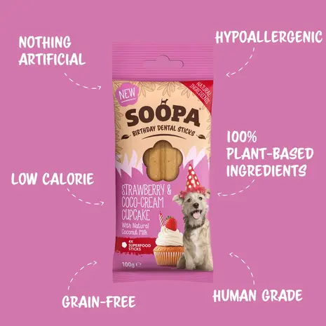 Soopa Soopa Dental Sticks - Strawberry & Coco-Cream Cupcake Soopa Soopa Dental Sticks - Strawberry & Coco-Cream Cupcake