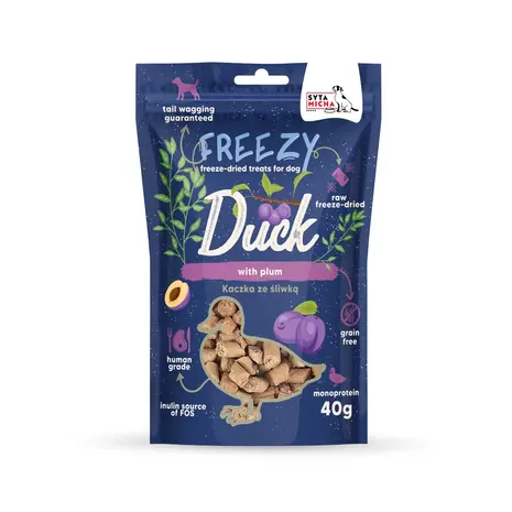 Syta Micha Syta Micha Freezy freeze-dried dog treats Eend en Pruimen Syta Micha Syta Micha Freezy freeze-dried dog treats Eend en Pruimen