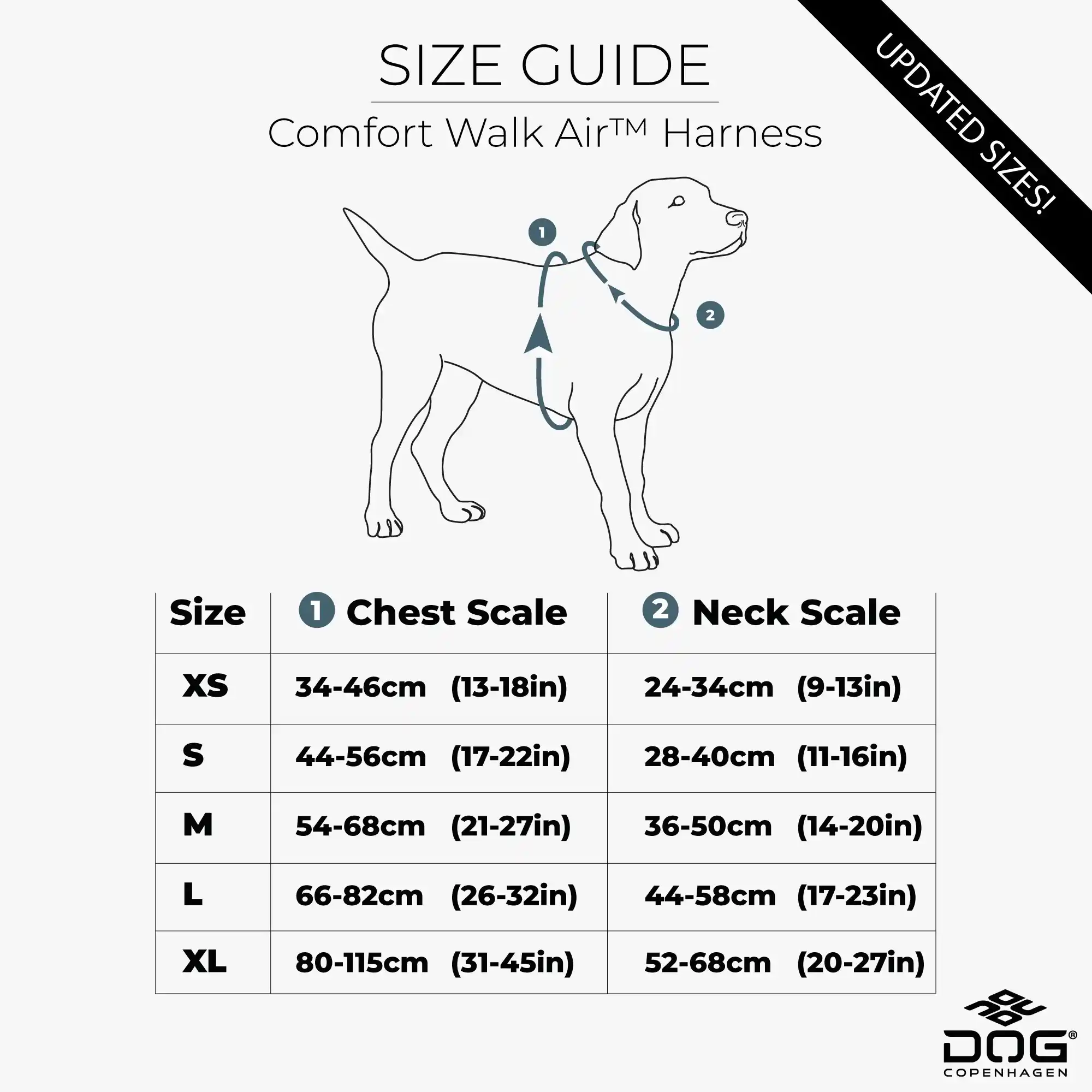 Size Guide Comfort Walk Air Harness