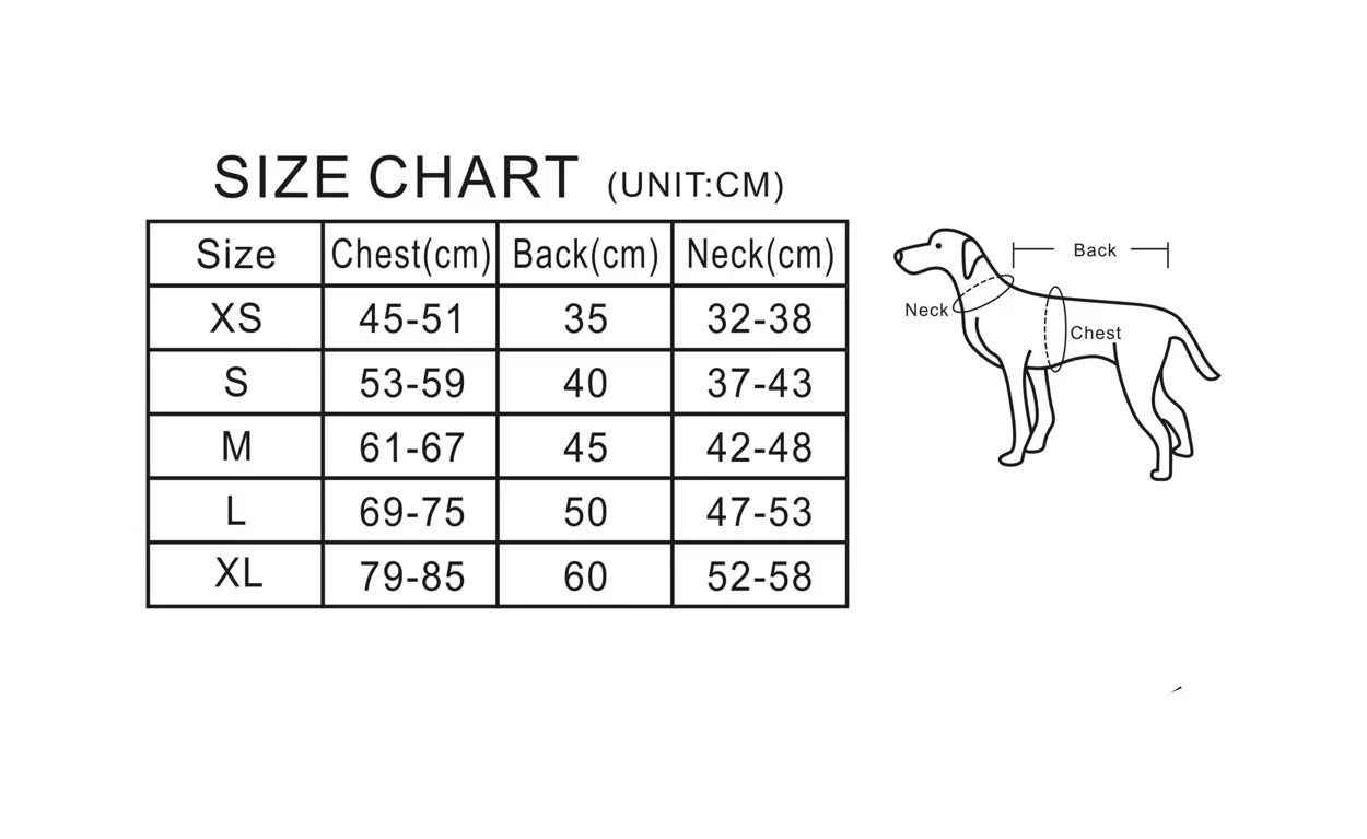 Size Chart Neck, Back, Chest