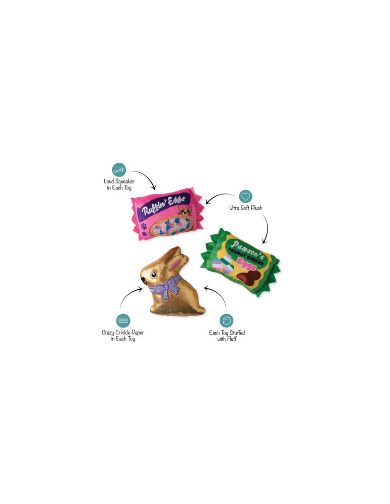 Petshop by Fringe studio Fringe Egg-Stra Sweets Toy for Dogs, Small, Pack of 3