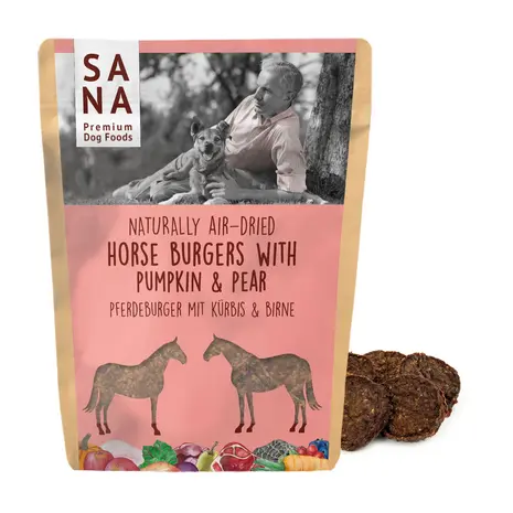 Sana Dog Sanadog Paard Burgers met pompoen en peer Sana Dog Sanadog Paard Burgers met pompoen en peer