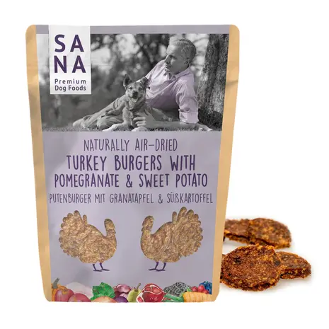 Sana Dog Sanadog Kalkoen Burgers met zoete aardappel Sana Dog Sanadog Kalkoen Burgers met zoete aardappel