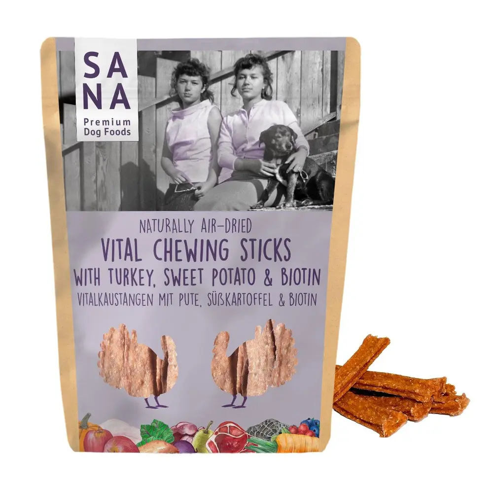 Sana Dog Sanadog Vitality kauwstick kalkoen met biotine en lijnzaadolie Sana Dog Sanadog Vitality kauwstick kalkoen met biotine en lijnzaadolie