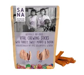 Sana Dog Sanadog Vitality kauwstick kalkoen met biotine en lijnzaadolie Sana Dog Sanadog Vitality kauwstick kalkoen met biotine en lijnzaadolie