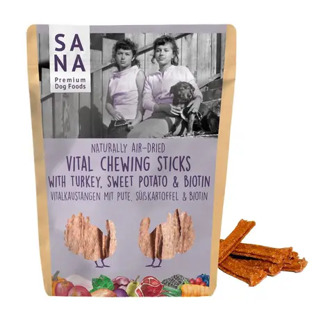 Sana Dog Sanadog Vitality kauwstick kalkoen met biotine en lijnzaadolie Sana Dog Sanadog Vitality kauwstick kalkoen met biotine en lijnzaadolie