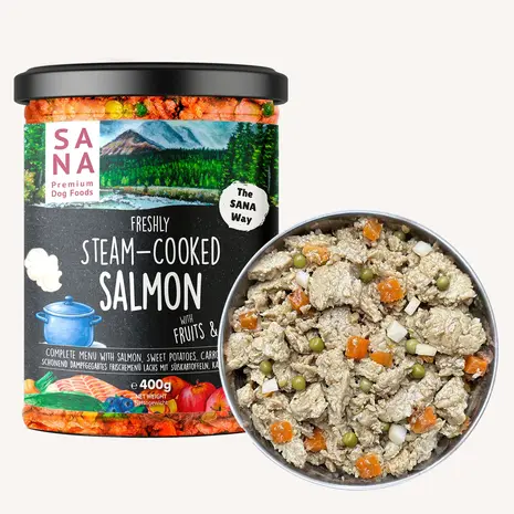 Sana Dog Sanadog Vers Gekookt Menu Zalm met zoete aardappel, wortel en appel