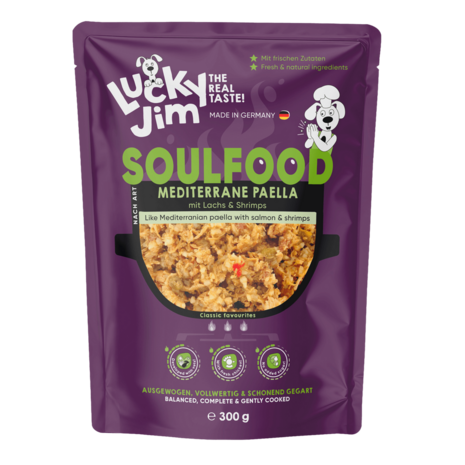 Lucky Jim Lucky Jim Soulfood Paella Kip, zalm en garnaal 300g