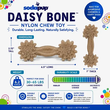 Sodapup Sodapup Nylon Daisy Bone Chew Toy Sodapup Sodapup Nylon Daisy Bone Chew Toy