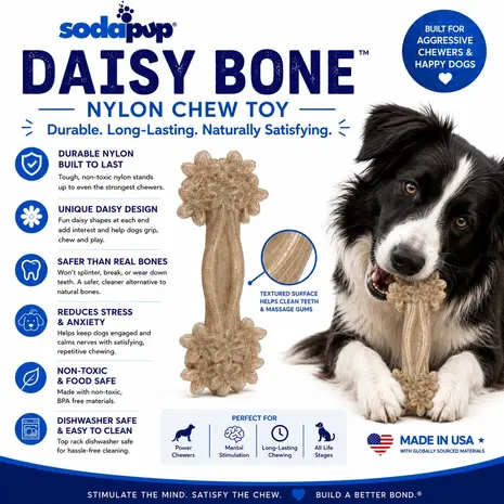 Sodapup Sodapup Nylon Daisy Bone Chew Toy Sodapup Sodapup Nylon Daisy Bone Chew Toy