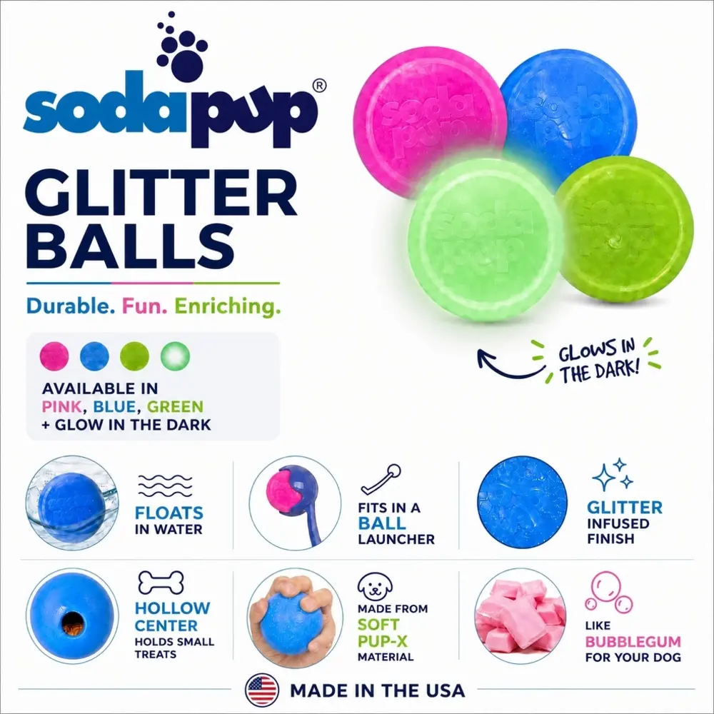 Sodapup Sodapup Princess Pack Glitter Ball + Unicorn Chew Toy Sodapup Sodapup Princess Pack Glitter Ball + Unicorn Chew Toy