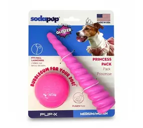 Sodapup Sodapup Princess Pack Glitter Ball + Unicorn Chew Toy Sodapup Sodapup Princess Pack Glitter Ball + Unicorn Chew Toy
