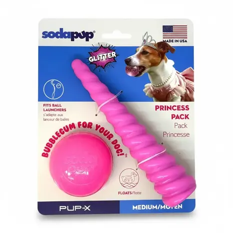 Sodapup Sodapup Princess Pack Glitter Ball + Unicorn Chew Toy Sodapup Sodapup Princess Pack Glitter Ball + Unicorn Chew Toy