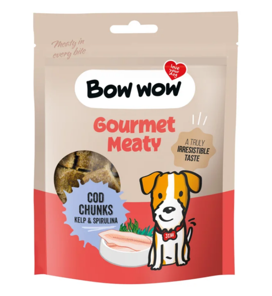 Bow Wow Bow WoW Kabeljauwhapjes met Kelp & Spirulina Bow Wow Bow WoW Kabeljauwhapjes met Kelp & Spirulina