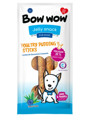 Bow Wow Bow Wow - Pudding Sticks met Gevogelte, Collageen, Yucca & Inuline Bow Wow Bow Wow - Pudding Sticks met Gevogelte, Collageen, Yucca & Inuline