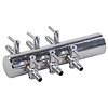 Luchtverdelers messing 4 mm 6 uitgangen / kranen Luchtverdelers messing 4 mm 6 uitgangen / kranen