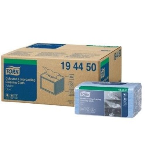 Tork Tork® Coloured Long-Lasting Folded Cleaning Cloths Blue (19.3x16cm) - 194450