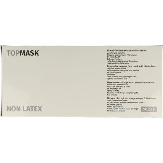 Akzenta Akzenta TOP MASK Mondmaskers non-latex type IIR met elastiek (50st) - blauw - FMEB2AZ-B