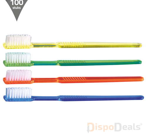DispoDeals Wegwerp tandenborstels inclusief tandpasta, per stuk verpakt (100 stuks)