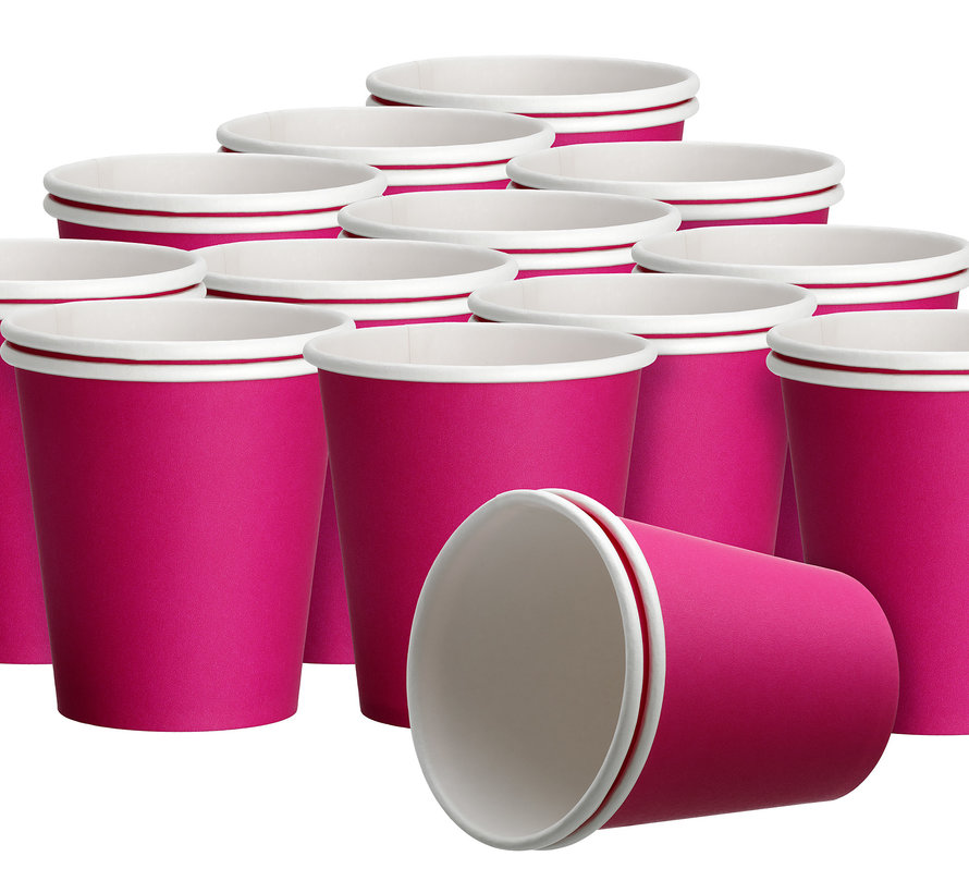 DispoDeals Papieren drinkbekers (PE-coated) 180ml fuchsia (2x50 stuks)