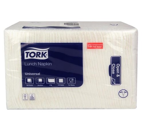 Tork Tork 509300 lunch servetten 33x33cm 1/4-vouw - 1 laags wit (8x 500 stuks)