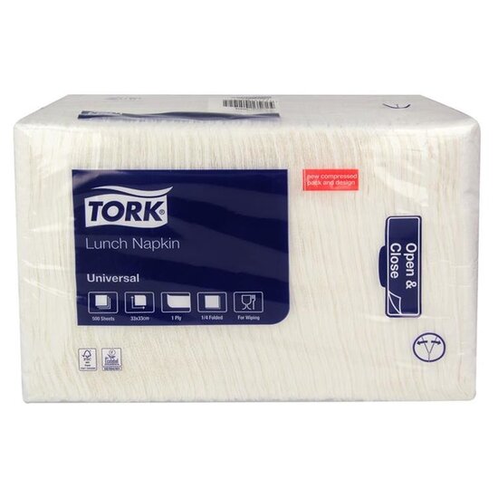 Tork Tork® Universal Lunch Napkins 33x33cm 1/4-fold (1-ply) white - 8x500 pcs - 509300