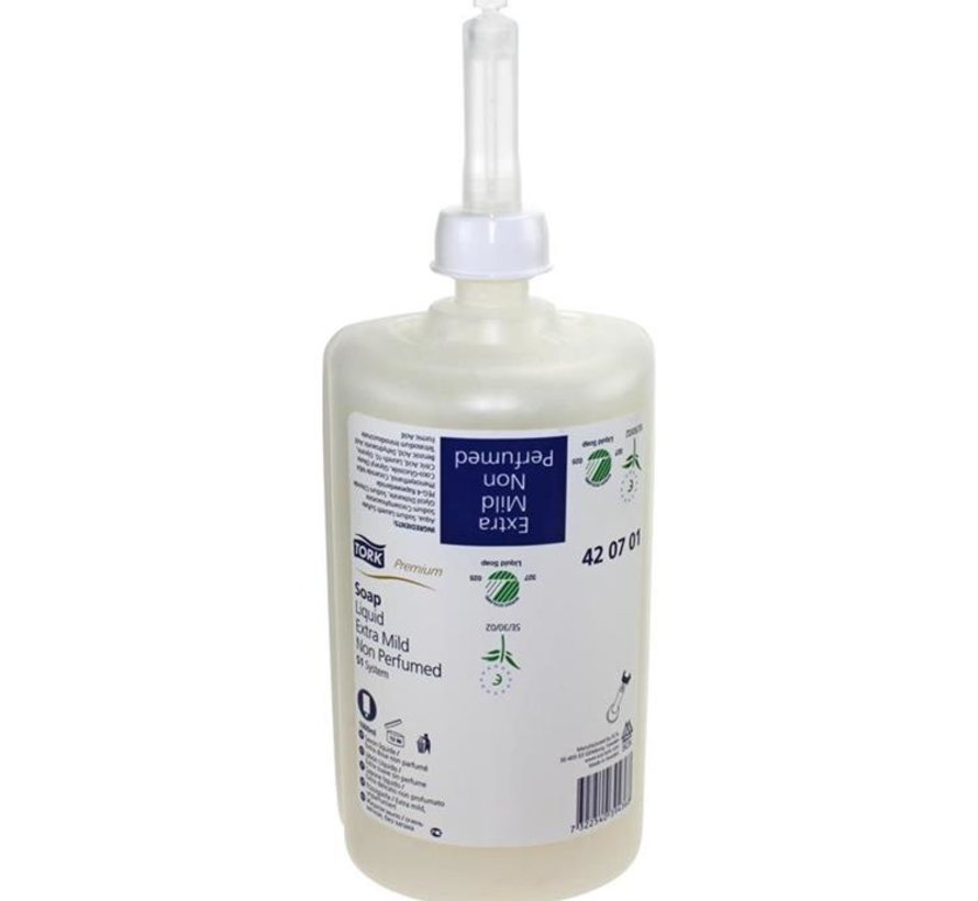 Tork® Extra milde vloeibare zeep wit S1-systeem (6x1000ml) - 420701