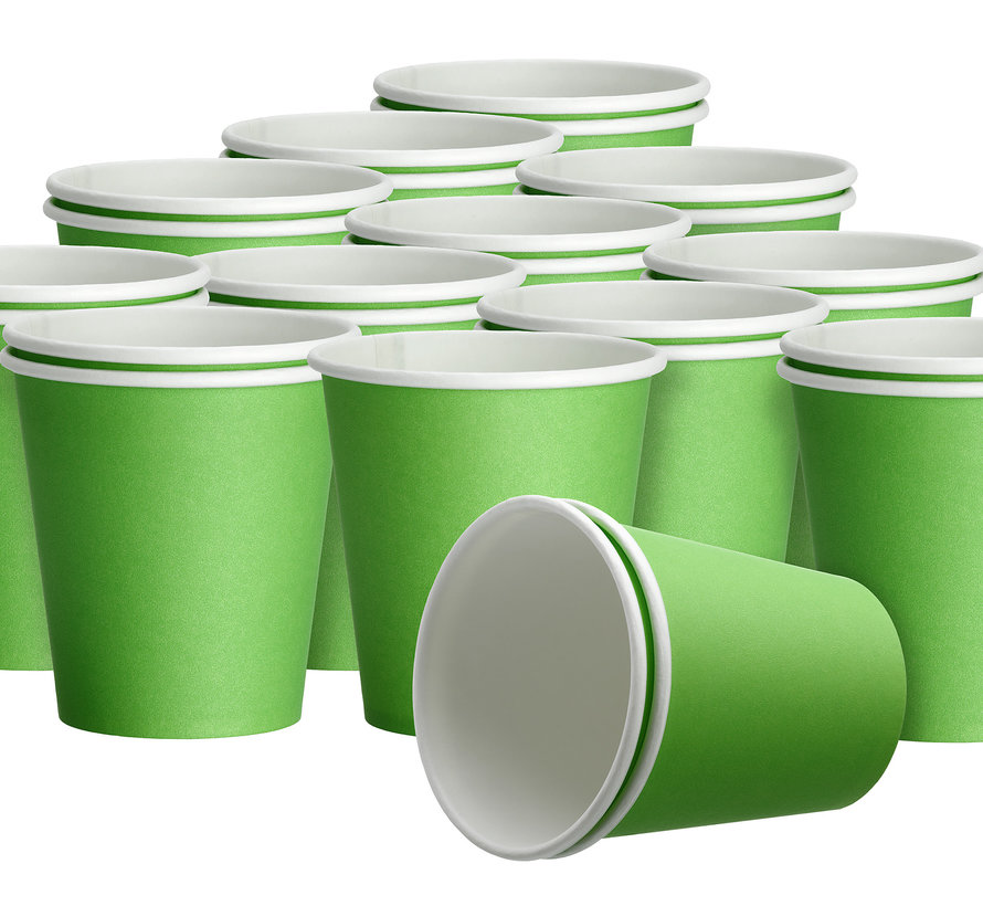 20x 50 Fris groen papieren feest bekertjes 180 ml  - Wegwerpbekertjes groen van papier - (1000 stuks)