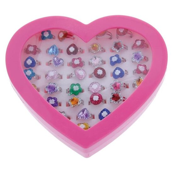 DispoDeals Anneaux jouets en forme de cœur avec paillettes DispoDeals (36 pièces)