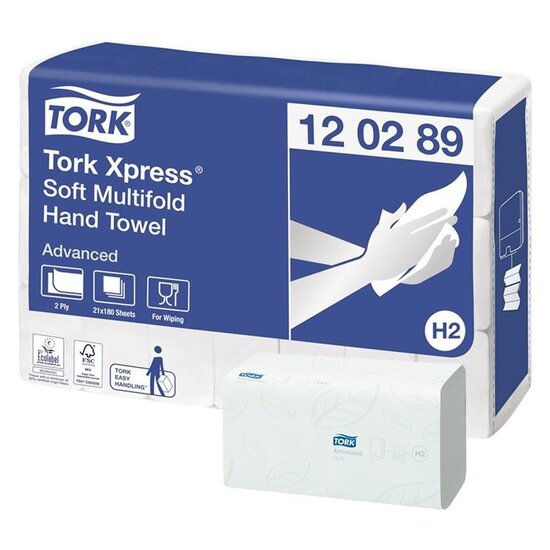 Tork Tork Xpress® Advanced Zachte multifold handdoeken 21,2x25,5cm (2-laags) - 21x180st - 120289