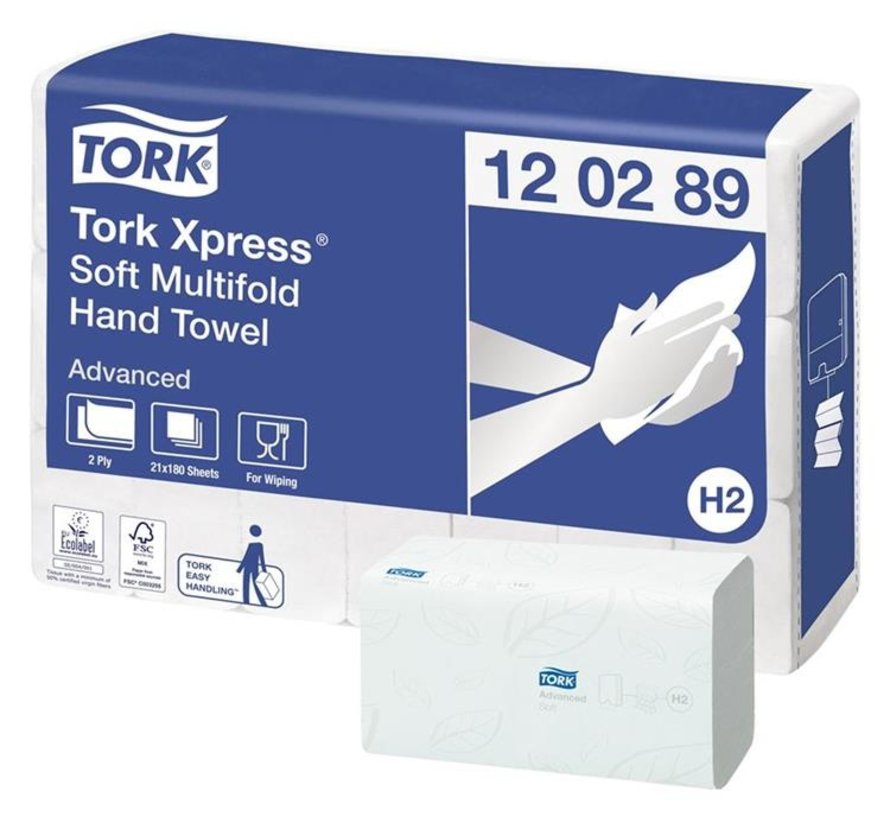 Tork Xpress® Advanced Zachte multifold handdoeken 21,2x25,5cm (2-laags) - 21x180st - 120289