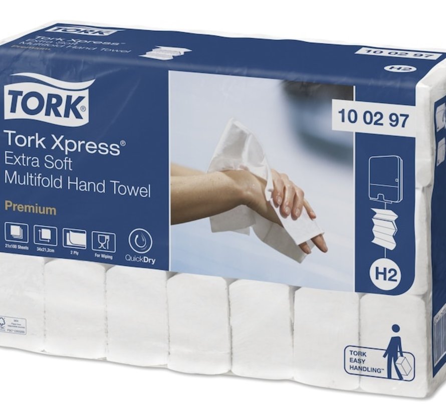 Tork Xpress® Premium Extra Zachte multifold handdoeken 21x34cm (2-laags) - 21x100st - 100297