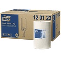 Tork Tork® Mini Centerfeed Wiping Paper Dispenser Elevation White M1 system (558000) + Tork® Basic Mini Centerfeed Wiping Paper 21.5cmx120m Z-fold 1-ply 11 rolls (120123)