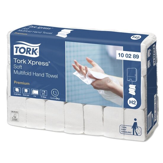 Tork Tork Xpress® Multifold Handdoekdispenser Elevation Standaard (552000) + Tork Xpress® Premium zachte handdoeken 21,2x25,5cm multifold 2-laags 21x150st (100289)