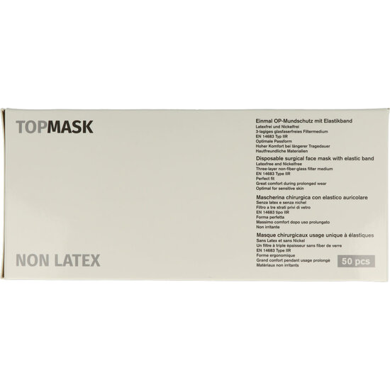 Akzenta Medische Akzenta TOPMASK blauwe IIR/2R mondmaskers met elastiek  50 stuks - FMEB2AZ-B