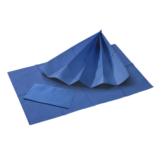DispoDeals Serviettes dentaires DispoDeals avec film PE 33x45cm (2 couches) - bleu