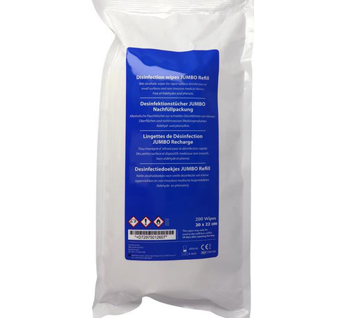 DispoDeals DispoDeals Desinfectiedoekjes Jumbo AF refill - 20 x 22cm (200 stuks)