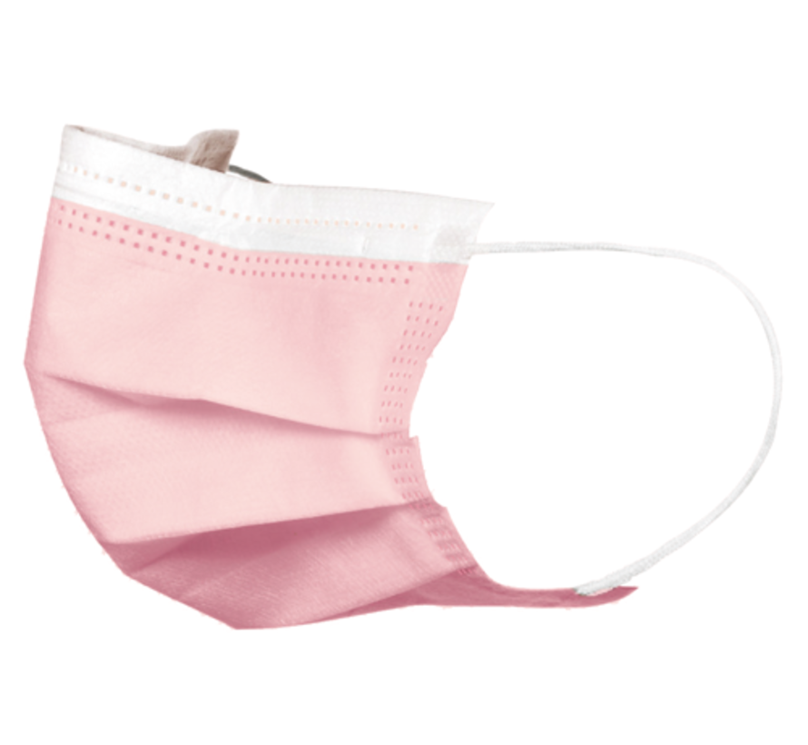 Medische Akzenta TOPMASK roze IIR/2R mondmaskers met elastiek 50 stuks