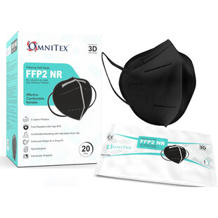 Masques FFP2 noirs Omnitex - 20 pièces, emballés individuellement