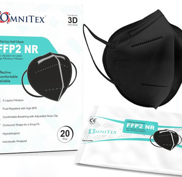 Omnitex Omnitex FFP2 Zwart - gezichtsmasker - 20 stuks, individueel verpakt