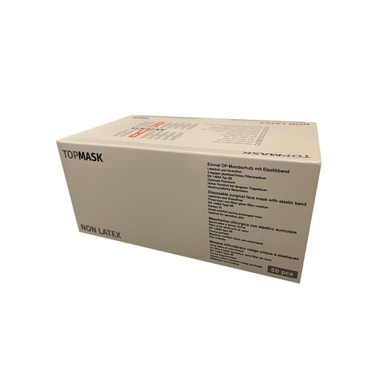 Akzenta Medische Akzenta TOPMASK rode IIR/2R mondmaskers met elastiek 50 stuks