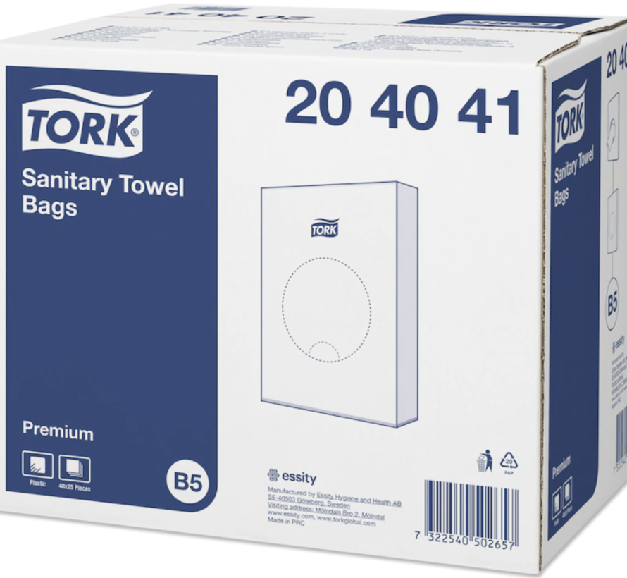 Tork® Hygiënezakjes Wit Plastic 48x25st - B5-systeem - 204041