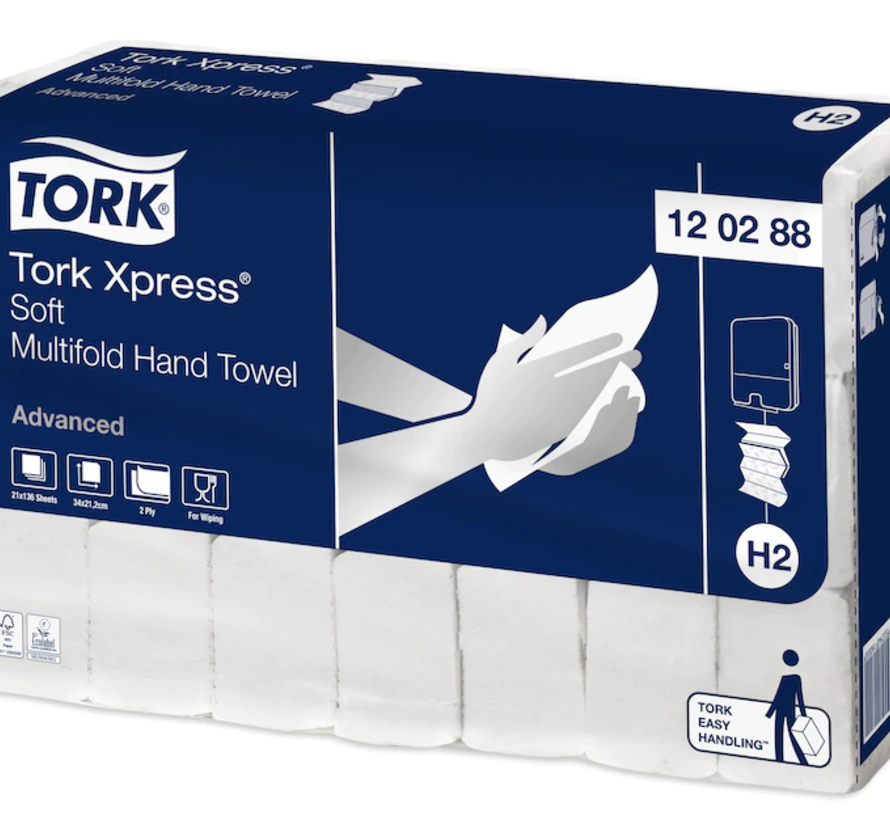 Tork® Xpress® Advanced zachte multifold handdoeken (2-laags) 34x21,2cm - 120288